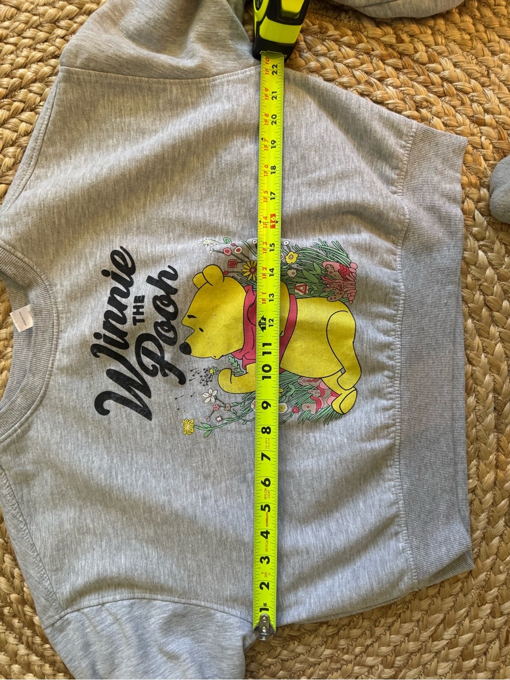 Disney Winnie the Pooh Cropped Sweatshirt Women’s Medium Grey Graphic Pullover - Picture 5 of 6
